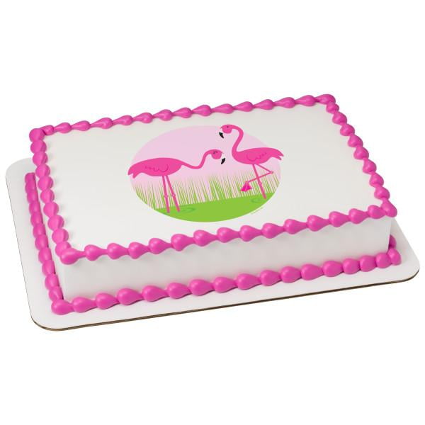 75th Birthday Pink Flamingo Precut Edible Cupcake Toppers Cake Decorations